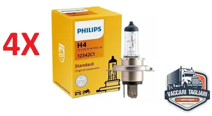 Kit 4 Lampada Philips Halogena H4 12v 60w / 55w Standard