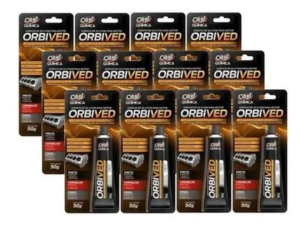12 Cola Silicone Preto Alta Temperatura Orbived 50g