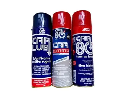 2 Limpa Contato+2 Spray Car Lub80 + 2 Descarbonizante Car80