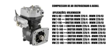 Compressor Ar Caminhões Vw 690 790 7110 12140 com kit Adaptação